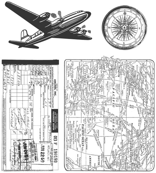 Tim Holtz Cling Stamps 7"X8.5"-Air Travel - CMS-102 - 736211521934 Tim Holtz Cling Stamps 7"X8.5"-Air Travel - CMS-102 - 736211521934