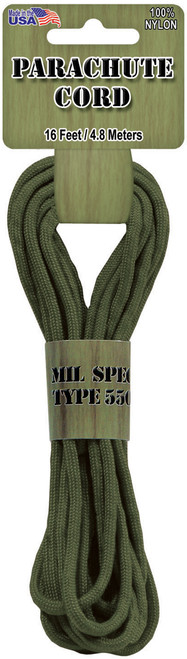 Pepperell Braiding Parachute Cord 4mmx16'-Olive Drab PARA-1638 - 725879306212