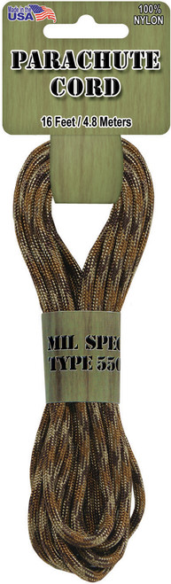 Pepperell Braiding Parachute Cord 4mmx16'-Desert Camo - PARA-1639 - 725879306243