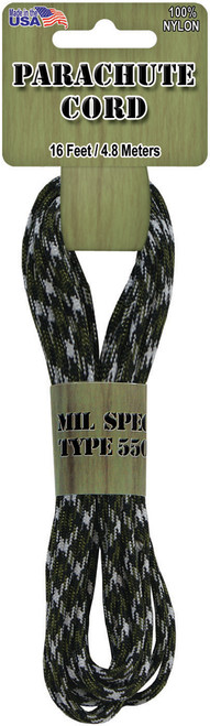 Pepperell Braiding Parachute Cord 4mmx16'-Army Camo - PARA-1633 - 725879306236