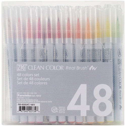 Kuretake ZIG Clean Color Real Brush Markers 48/PkgRB600048 - 847340027348