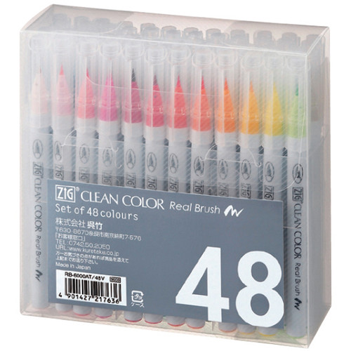 Kuretake ZIG Clean Color Real Brush Markers 48/Pkg-Brush Tip RB600048