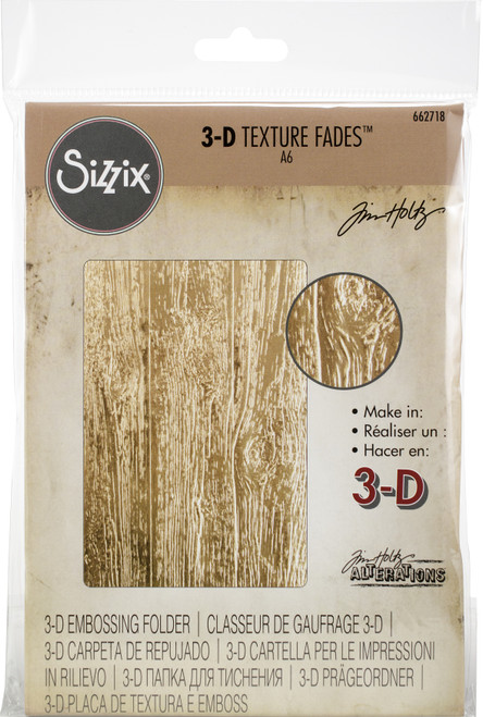 Sizzix 3D Texture Fades Embossing Folder By Tim Holtz-Lumber 662718 - 630454247838