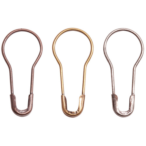 Idea-Ology Metal Loop Pins 1" 24/Pkg-Antique Nickel, Brass & Copper - TH93200