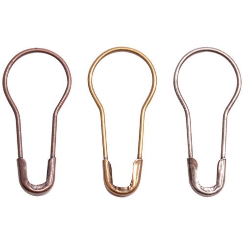 Idea-Ology Metal Loop Pins 1" 24/Pkg-Antique Nickel, Brass & Copper TH93200