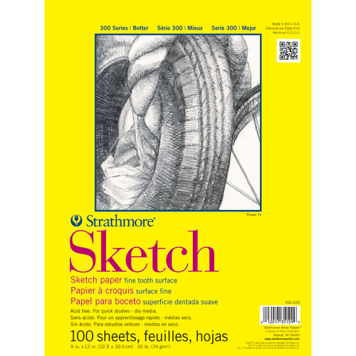 Strathmore Sketch Paper Pad 11"X14"-50lb 100 Sheets - 350110 - 012017350115