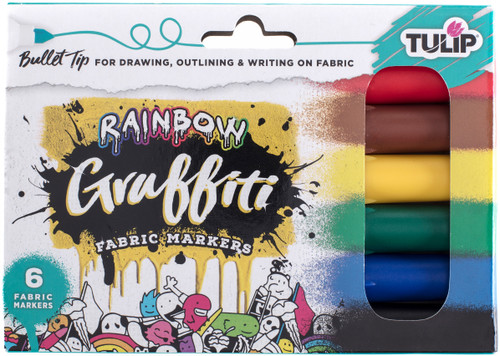 Tulip Graffiti Fabric Markers 6/Pkg-Rainbow - Bullet Tip - GFM-37314 - 017754373144