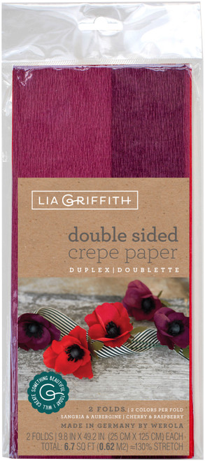 Lia Griffith Double-Sided Extra Fine Crepe Paper 2/Pkg-Sangria/Aubergine & Cherry/Raspberry - LG11022 - 190705000617