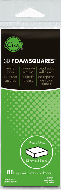 iCraft 3D Foam Squares 88/Pkg-White .5" - 3682 - 000943036821