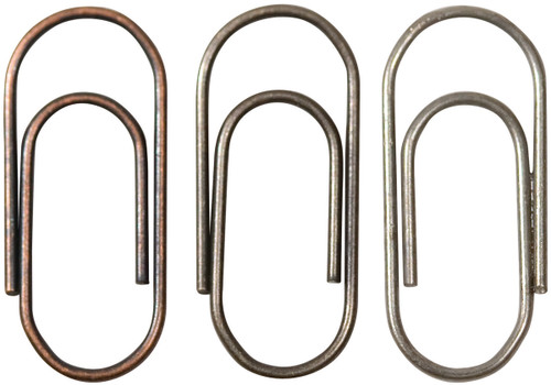Idea-Ology Metal Paper Clips .625" 48/Pkg-Antique Nickel, Brass & Copper - TH92791