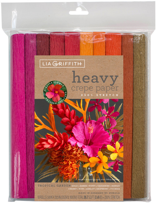 Lia Griffith Heavy Crepe Paper 10/Pkg-Tropical Garden - LG11031 - 190705000860