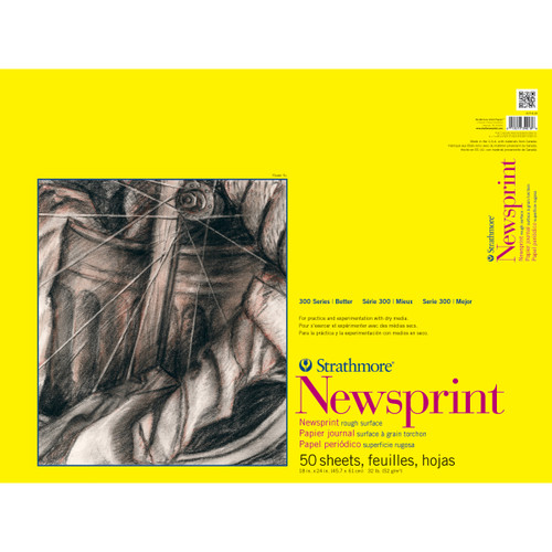 Strathmore Rough Newsprint Paper Pad 18"X24"-50 Sheets 307818 - 012017390180