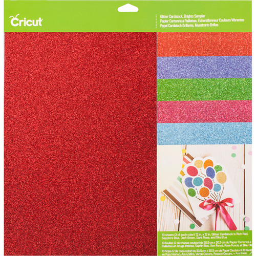 Cricut Glitter Cardstock Sampler 12"X12" 10/Pkg-Brights -2003711 - 093573816499