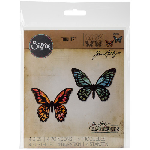Sizzix Thinlits Dies By Tim Holtz 4/Pkg-Mini Detailed Butterflies - 661802 - 630454236313