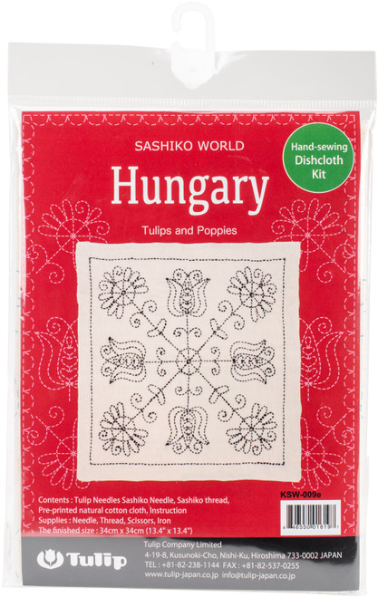 Tulip Sashiko World Hungary Stamped Embroidery Kit-Tulips And Poppies - KSW-009E - 846550016197