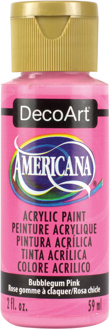 DecoArt Americana Acrylic Paint 2oz-Bubblegum Pink - Opaque - DA-250 - 766218028976
