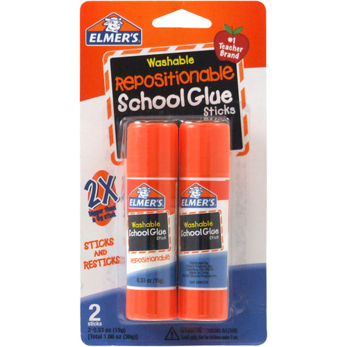 Elmer's Washable Repositionable School Glue Sticks 2/Pkg-.53oz E627 - 026000006279