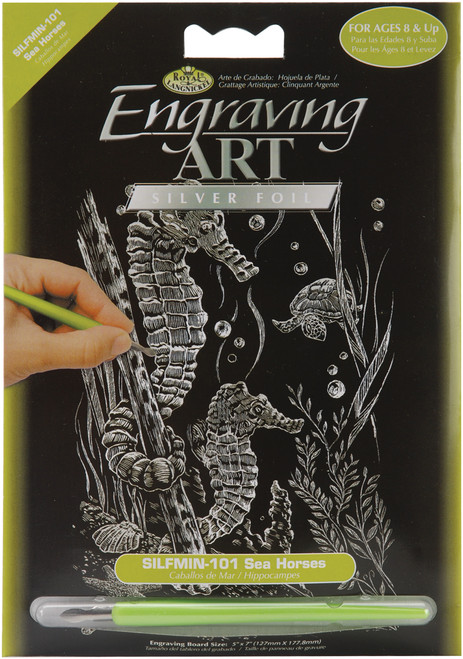 Royal & Langnickel(R) Silver Foil Engraving Art Kit 5"X7"-Sea Horses - SILMIN-101 - 090672375131