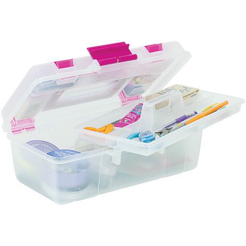 Creative Options Tool Box Organizer-13"X7.5"X5" Clear W/Magenta - 114-082 Creative Options Tool Box Organizer-13"X7.5"X5" Clear W/Magenta - 114-082