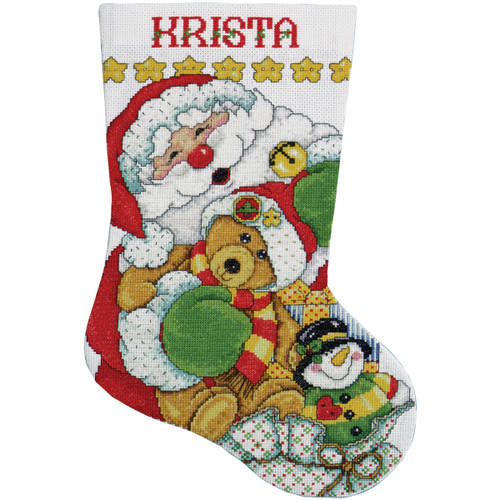 Design Works Counted Cross Stitch Stocking Kit 17" Long-Santa (14 Count) DW5414