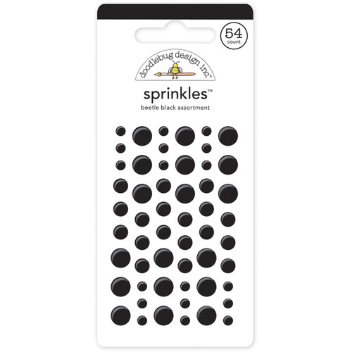 Doodlebug Sprinkles Adhesive Glossy Enamel Dots-Beetle Black, 54/Pkg - MONOS-4015 - 842715040151