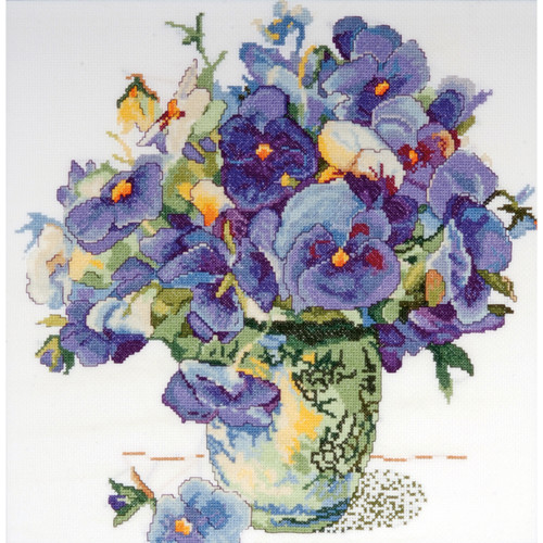 Design Works Counted Cross Stitch Kit 14"X14"-Pansy Floral (14 Count) DW2771 - 021465027715