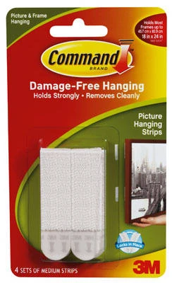 Command Medium Picture Hanging Strips-White 4 Sets/Pkg - 17201WHT - 051141321011