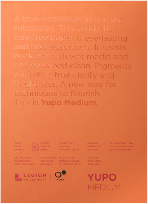 Yupo Medium Pads 5"X7" 10 Sheets/Pkg-White 74lb - WH57 - 645248434288