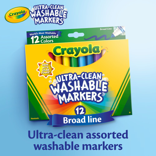 Crayola Ultra-Clean Color Max Broad Washable Markers 12/Pkg-Assorted Colors 58-7812