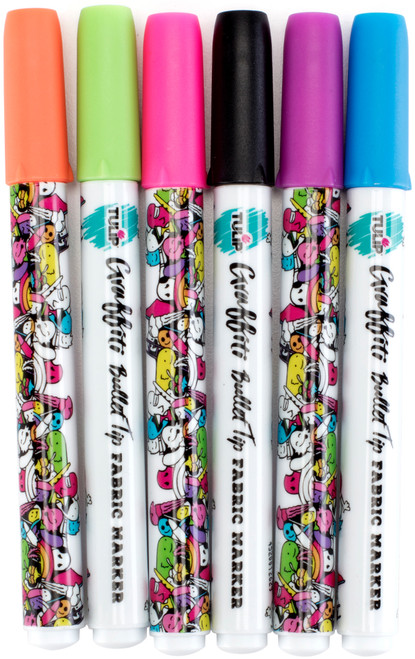 Tulip Graffiti Fabric Markers 6/Pkg-Neon Bullet Tip GFM-37315