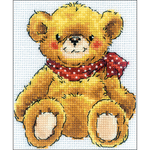 RTO Counted Cross Stitch Kit 4"X5"-Teddy Bear (14 Count) -H192