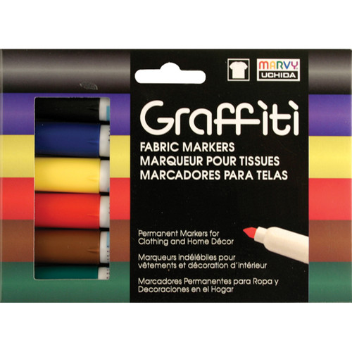 Uchida Graffiti Fabric Markers 6/Pkg-Primary - 560-6A - 028617552064