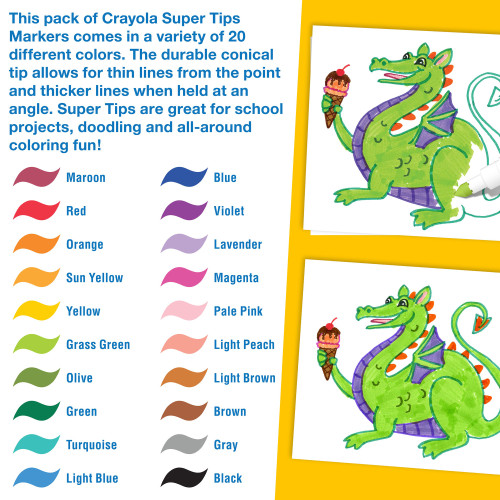 Crayola Super Tips Washable Markers 20/Pkg-Assorted Colors 58-8106