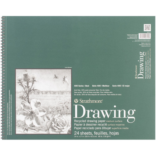 Strathmore Recycled Drawing Spiral Paper Pad 14"X17"-24 Sheets 443140 - 012017443145