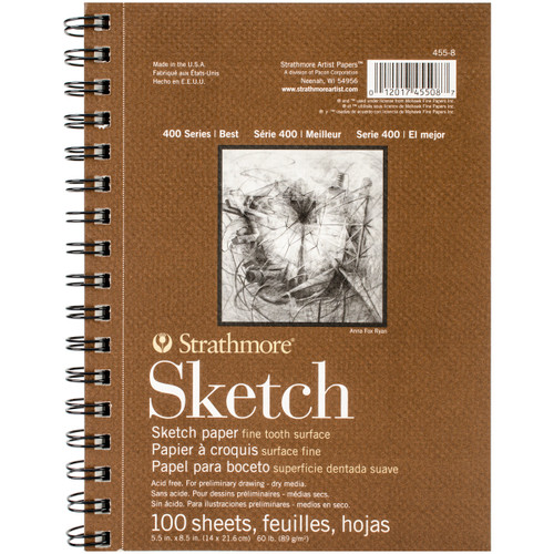 Strathmore Sketch Spiral Paper Pad 5.5"X8.5"-100 Sheets -455800 - 012017455087