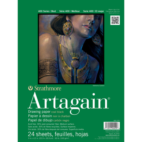 Strathmore Black Artagain Paper Pad 9"X12"-24 Sheets - 445109 - 012017444098