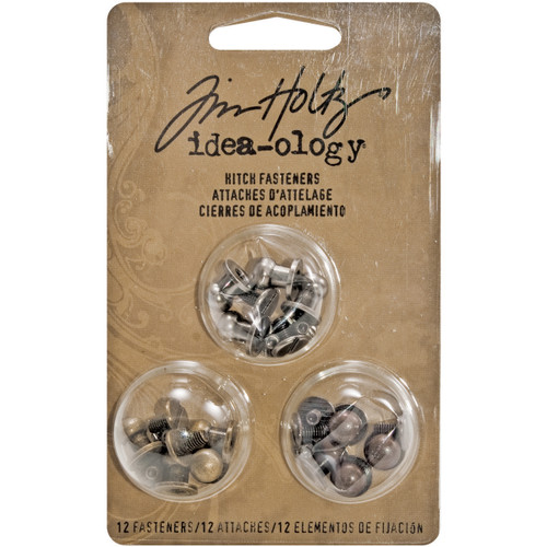 Idea-Ology Metal 2-Part Hitch Fasteners .375" 12/Pkg-Antique Nickel, Brass & Copper - TH92731 - 040861927313