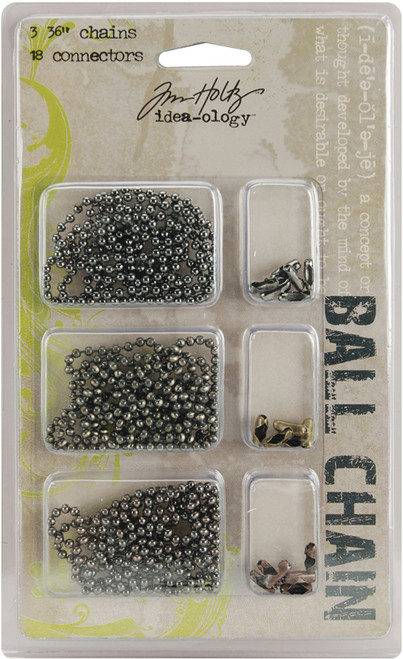Idea-Ology Metal Ball Chains 36" 3/Pkg Each W/6 Connectors-Antique Nickel, Brass & Copper - TH92675 - 040861926750