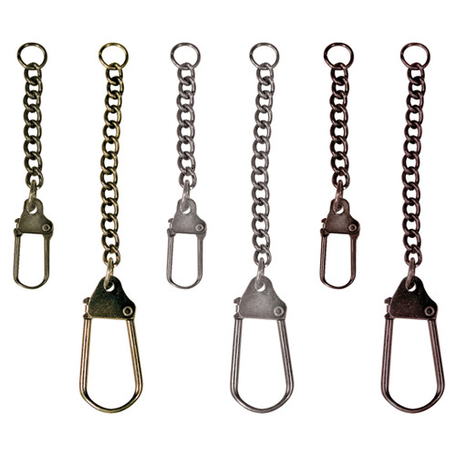 Idea-Ology Metal Swivel Clasp W/Chain 2.78" To 3.75" 12/Pkg-Antique Nickel, Brass & Copper - TH92677