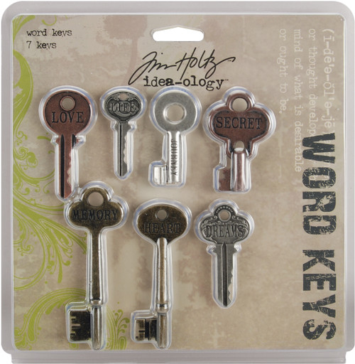 Idea-Ology Metal Word Keys 1.5" To 3" 7/Pkg-Antique Nickel, Brass & Copper - TH92680 - 040861926804