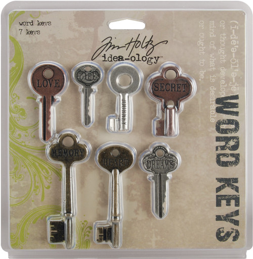 Idea-Ology Metal Word Keys 1.5" To 3" 7/Pkg-Antique Nickel, Brass & Copper TH92680 - 040861926804
