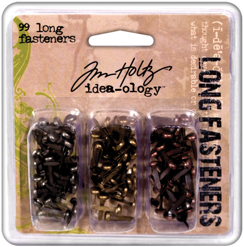 Idea-Ology Metal Long Paper Fasteners .4375" 99/Pkg-Antique Nickel, Brass & Copper - TH92703 - 040861927030