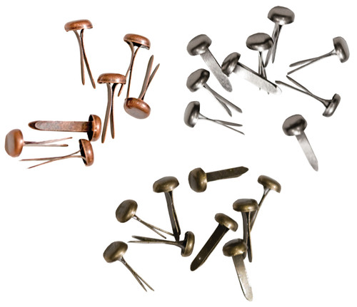 Idea-Ology Metal Long Paper Fasteners .4375" 99/Pkg-Antique Nickel, Brass & Copper - TH92703