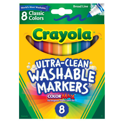 Crayola Ultra-Clean Color Max Broad Washable Markers 8/Pkg-Classic Colors - 58-7808 - 071662078089