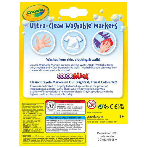 Crayola Ultra-Clean Color Max Broad Washable Markers 8/Pkg-Classic Colors - 58-7808 Crayola Ultra-Clean Color Max Broad Washable Markers 8/Pkg-Classic Colors - 58-7808