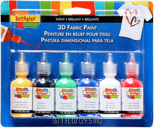 Scribbles 3D Fabric Paints 1oz 6/Pkg-Shiny 185-34 - 017754185341