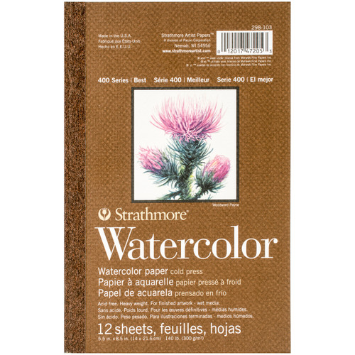 Strathmore Watercolor Paper Pad 5.5"X8.5"-12 Sheets - 298103 - 012017472053
