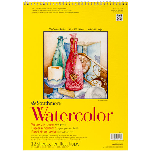 Strathmore Watercolor Spiral Paper Pad 11"X15"-12 Sheets 360110 - 012017371110