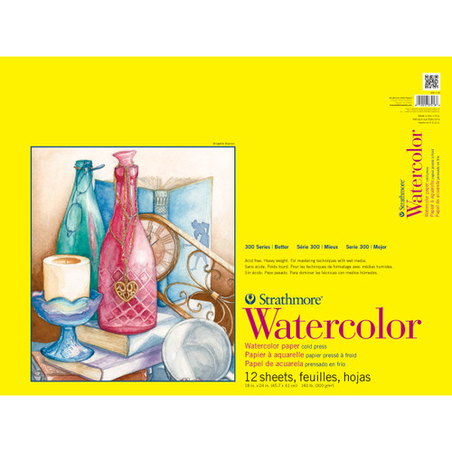 Strathmore Watercolor Paper Pad 18"X24"-12 Sheets - 360118 - 012017372186