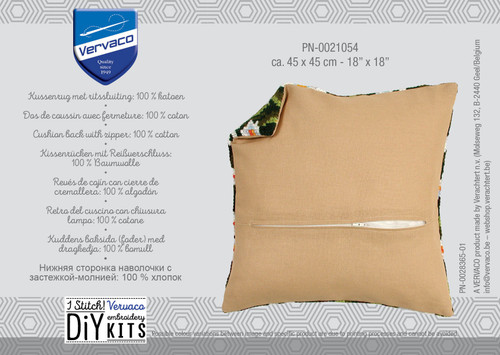 Vervaco Cushion Back W/Zipper 18"X18"-Beige V0021054